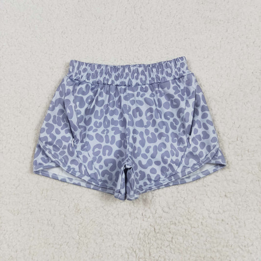 SS0464 yoga grey leopard girls shorts