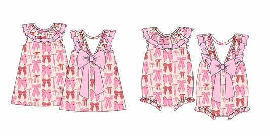 Custom Moq 3 Pink Red Bows Sibling Clothes