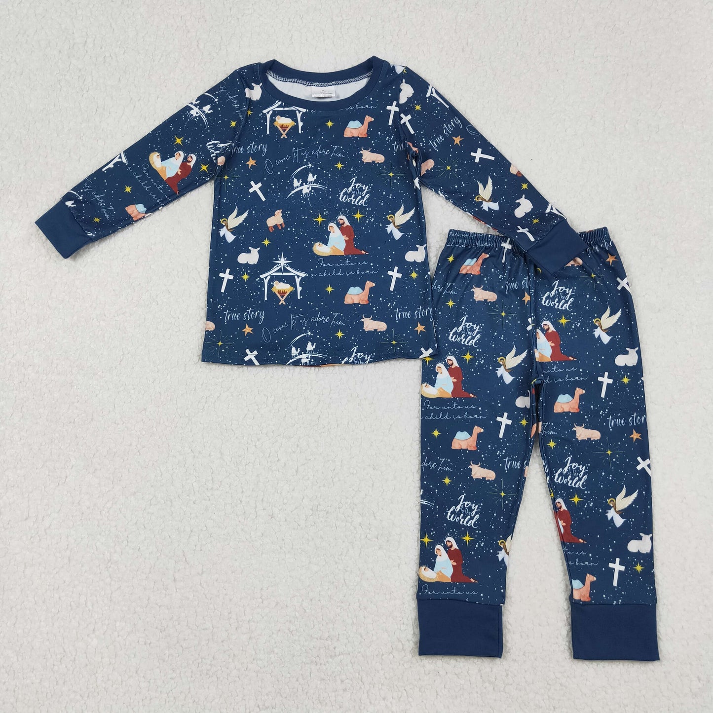 BLP1198 The Nativity Story blue long sleeve pants boys pajamas