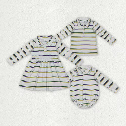 Mardi Gras Striped Style Sibling Clothes RTS