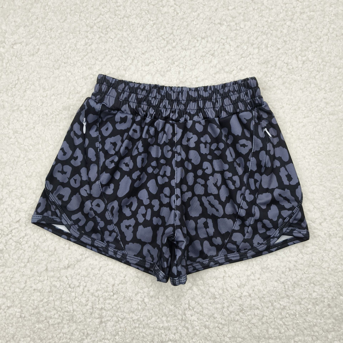 SS0467 yoga dark grey leopard girls shorts