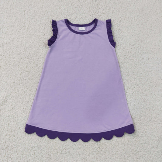 GSD4051 Yoga Scallop Purple Sleeveless Girls Dress