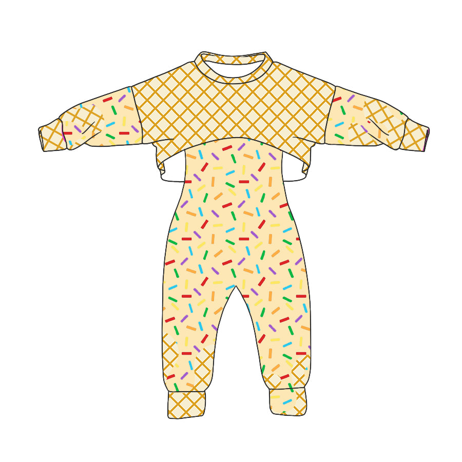 custom moq 3 yellow ice long sleeve jumpsuits 2pc girls set