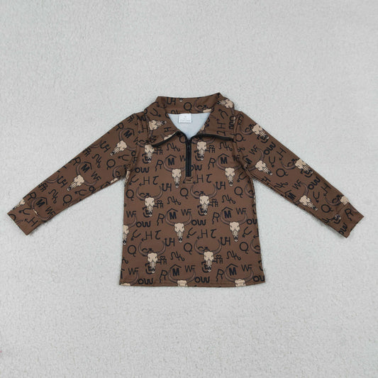 BT1597 Western Cowboy Zipper Long Sleeve Boys Top