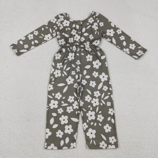 LR2828 flowers green long sleeve girls jumpsuits