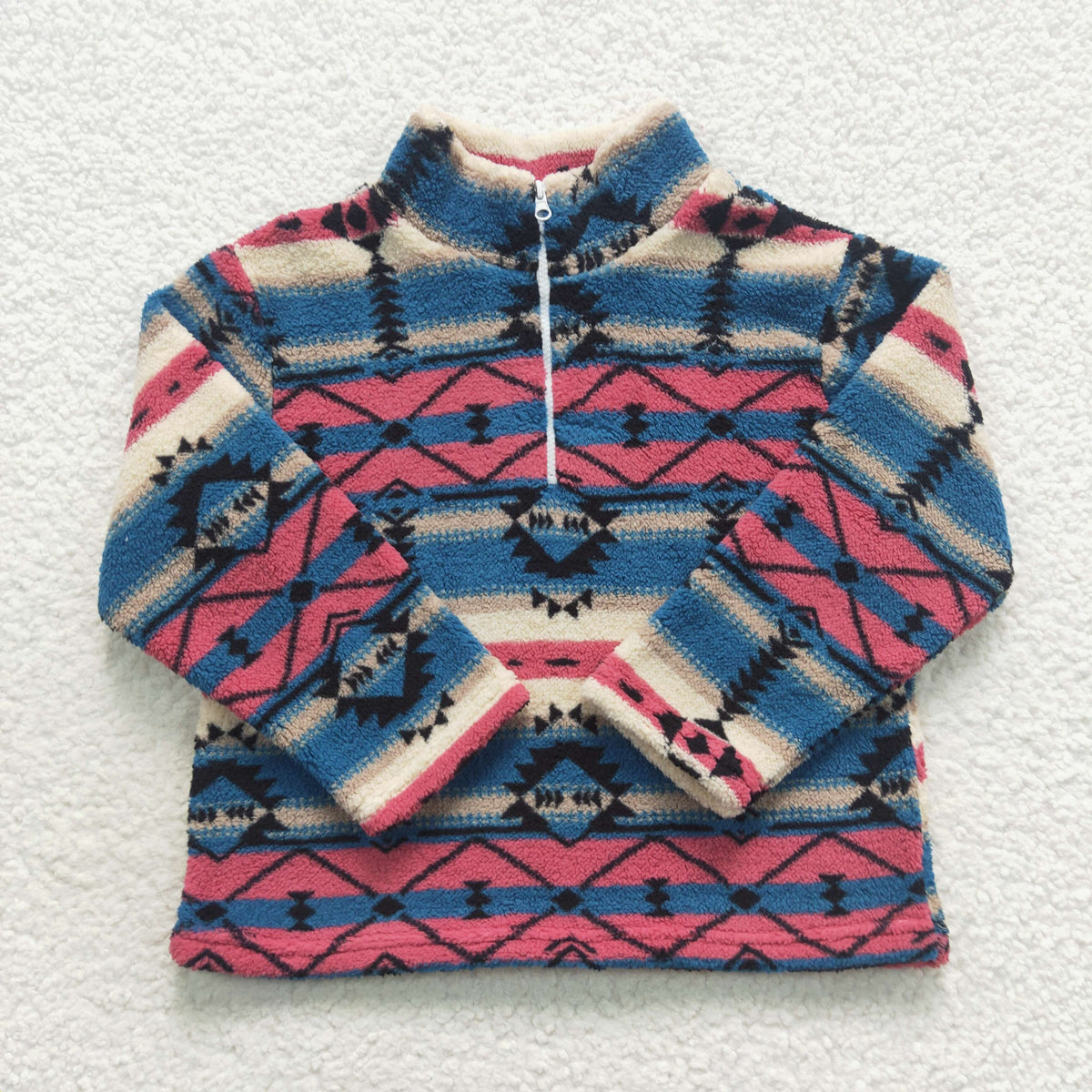 Aztec long sleeve kids plush  pullover