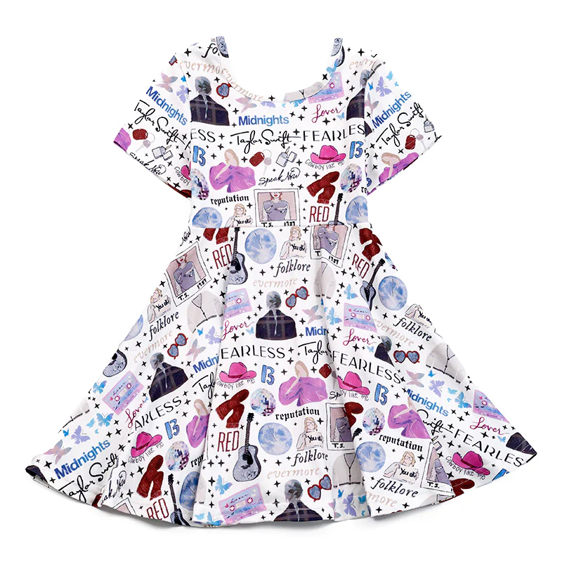 custom moq 3 country singer short sleeve girls dress