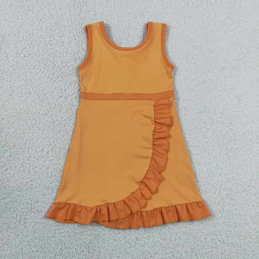 GSD4127 Yoga Orange Skorts Girls Dress