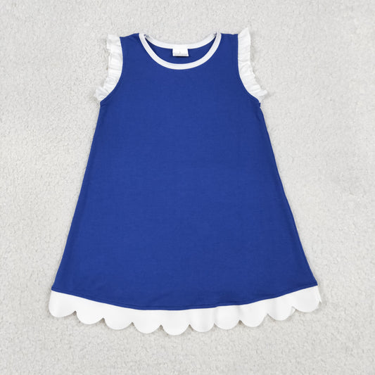 GSD4053 Scallop Navy Blue Sleeveless Girls Dress