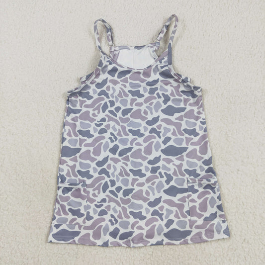 GSD2723 yoga grey camo skorts girls dress