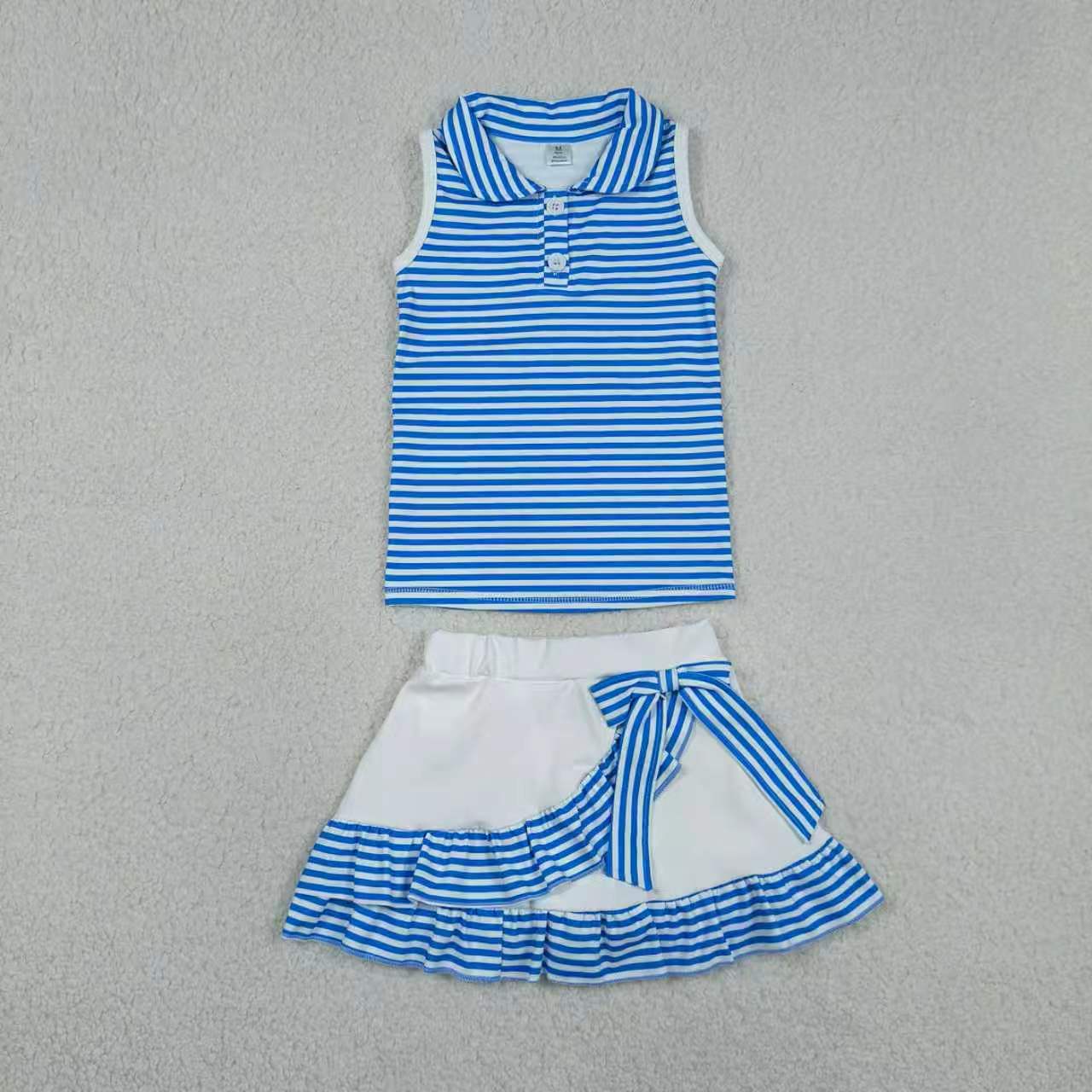Yoga Colorful Striped Sleeveless Skorts Girls Set RTS Sibling Clothes