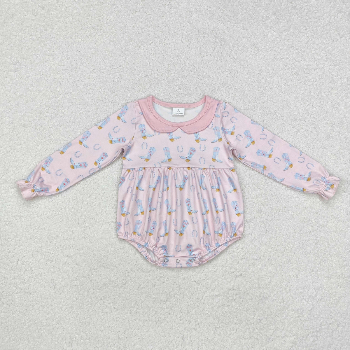 LR2013 Western blue boots pink long sleeve girls romper