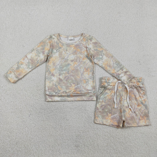 GLS0058 Hunting Camo Long Sleeve Shorts Girls Set