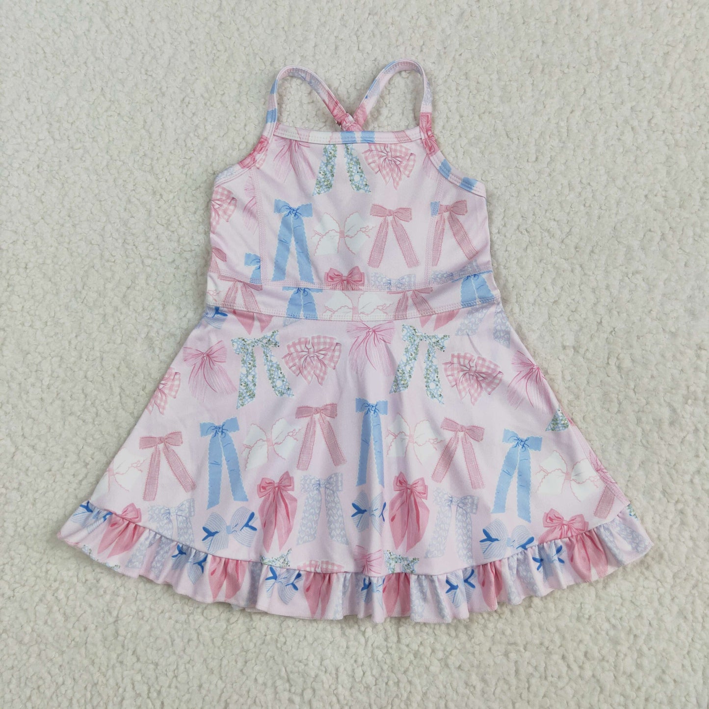 GSD2295 yoga colorful bows pink girls dress with shorts