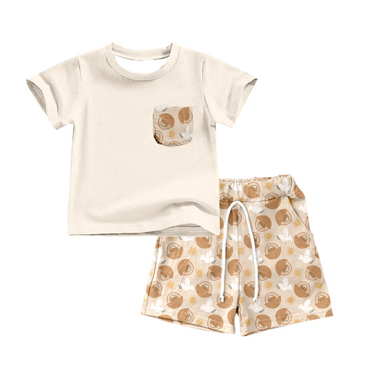 custom S 8.22 Ship rainbow sun short sleeve shorts boys set