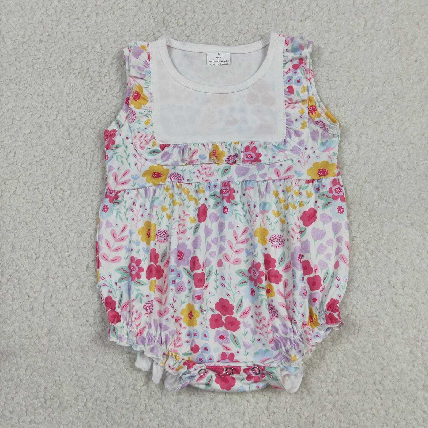 SR4021 Flowers Sleeveless Girls Romper