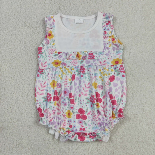 SR4021 Flowers Sleeveless Girls Romper