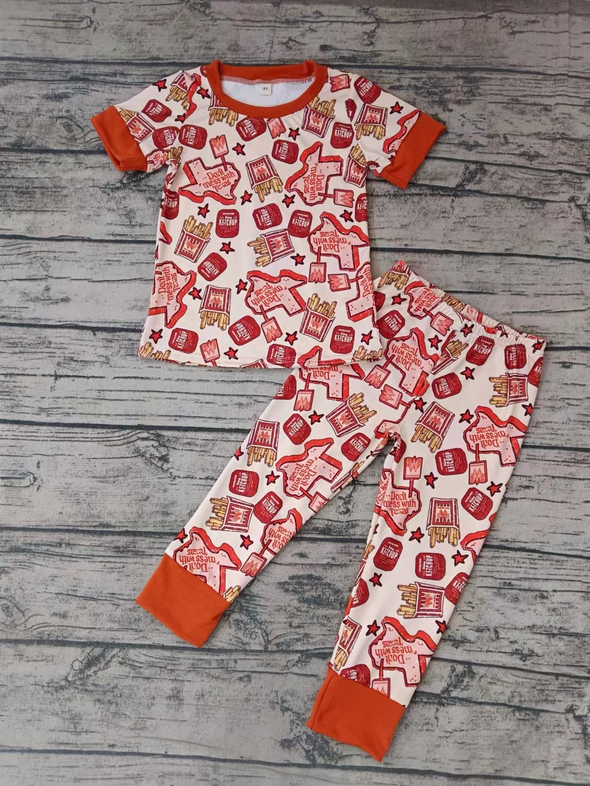 custom S chips orange short sleeve pants boys set