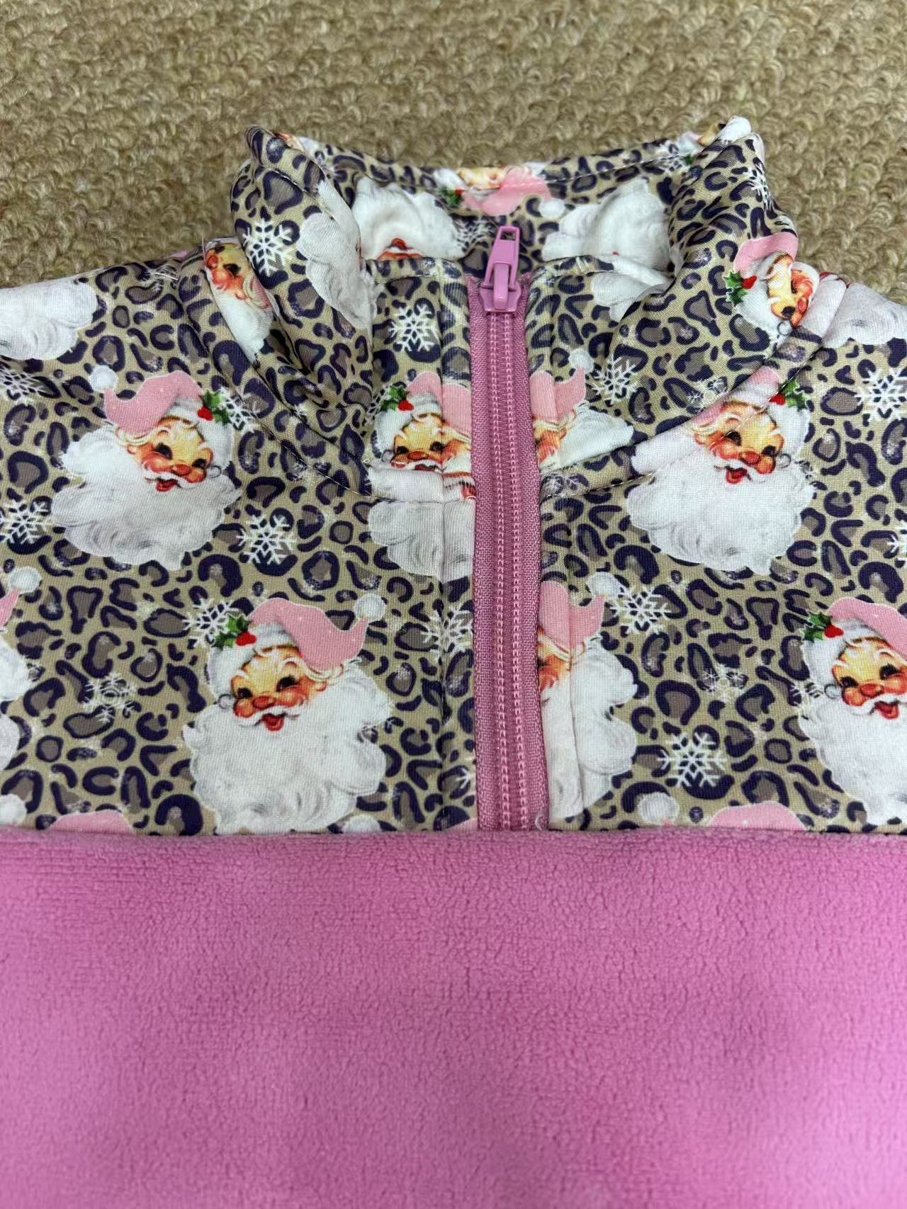 sherpa Christmas Santa/coquette bows pullover RTS Sibling Clothes