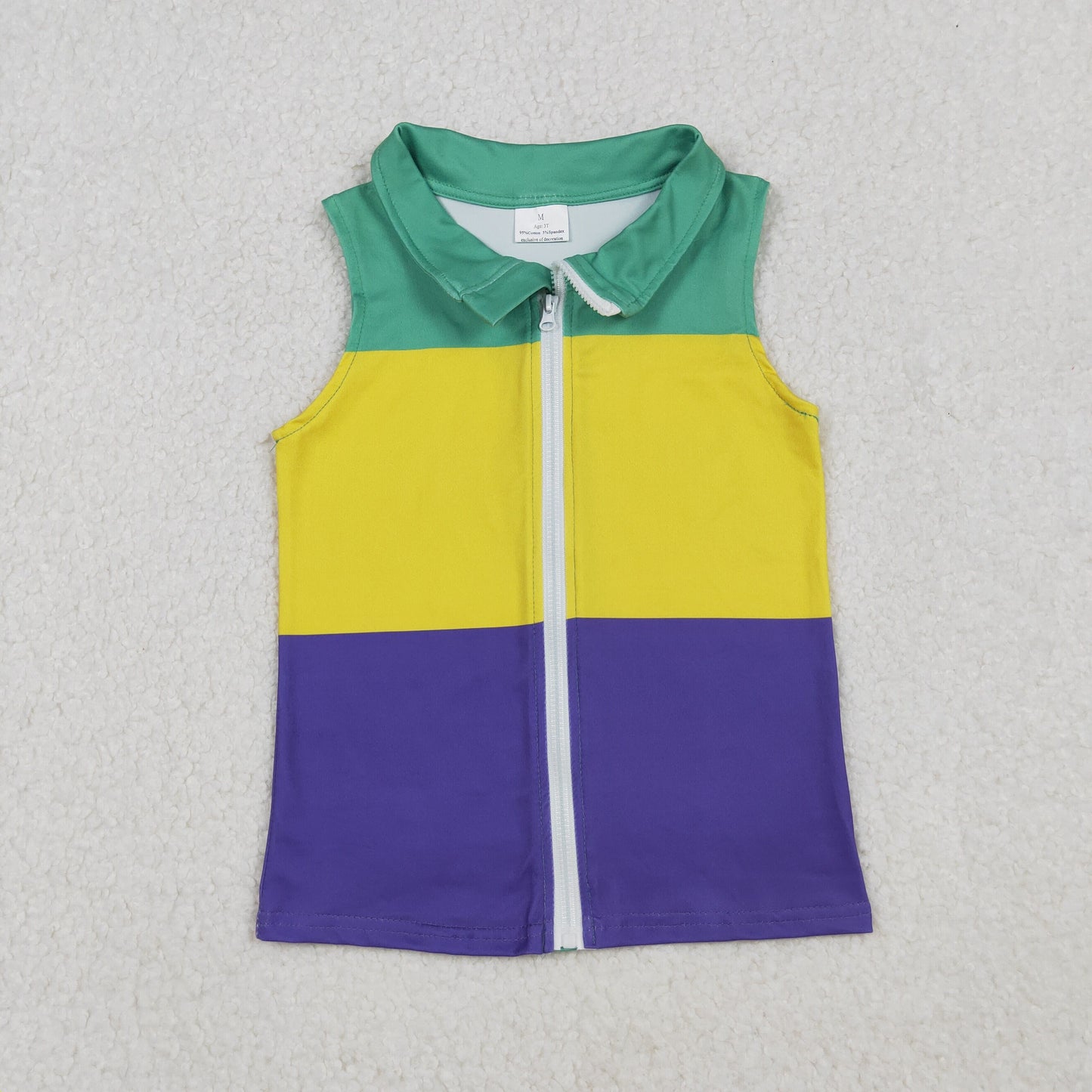 BT1157 Mardi Gras green yellow purple boys coat vest