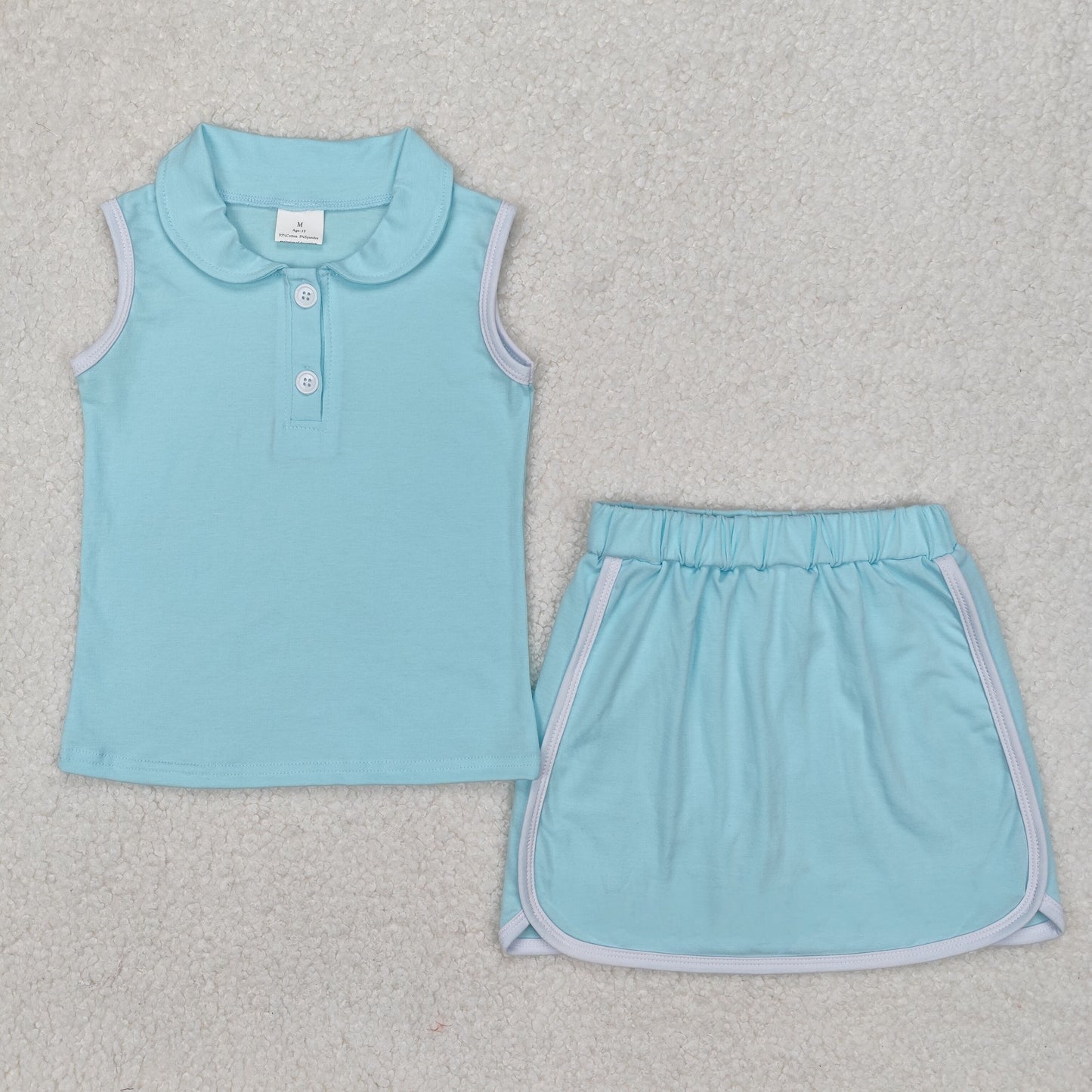 GSD1973 cotton mini color sleeveless skirt with shorts girls set