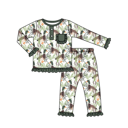 custom S 9.11 Wild duck long sleeve pocket girls pajamas