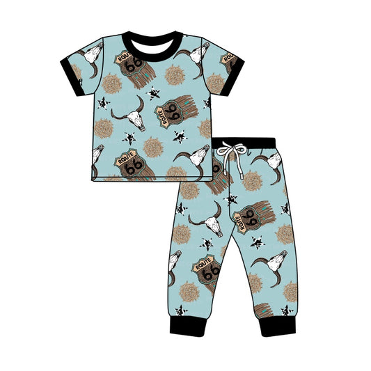 preorder BSPO0325 Western cow star short sleeve pants boys pajamas
