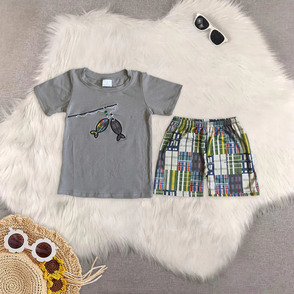 embroidery hunting fishing set Sibling Clothes RTS