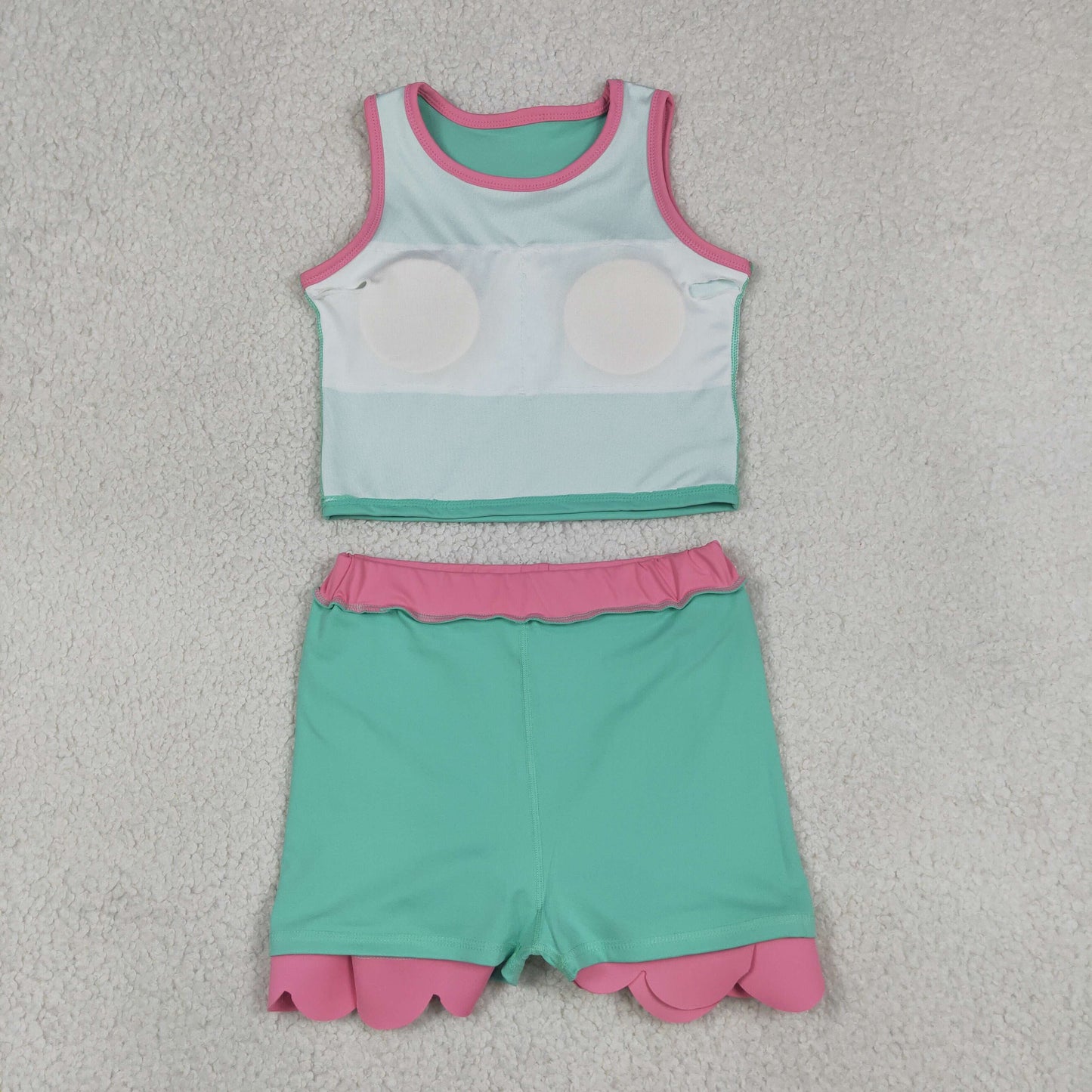 GSD4012 Yoga Mint Green Sleeveless Skorts Girls Set
