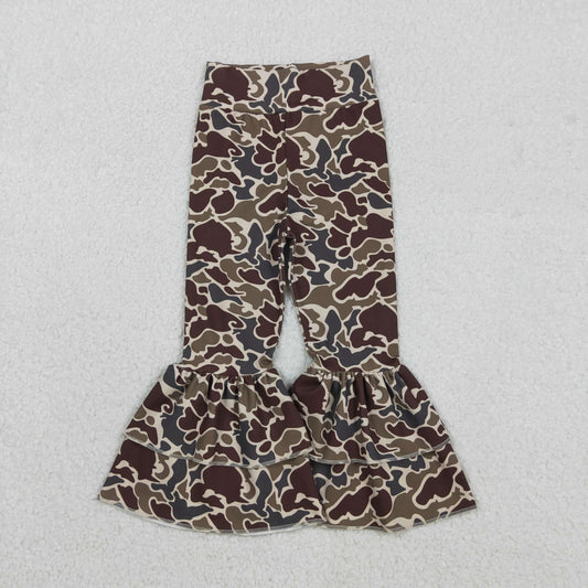 P0888 yoga brown camo bell-bottom pants girls pants