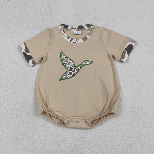 Embroidery SR3491 Hunting Camo Mallard Duck Short Sleeve Boys Romper