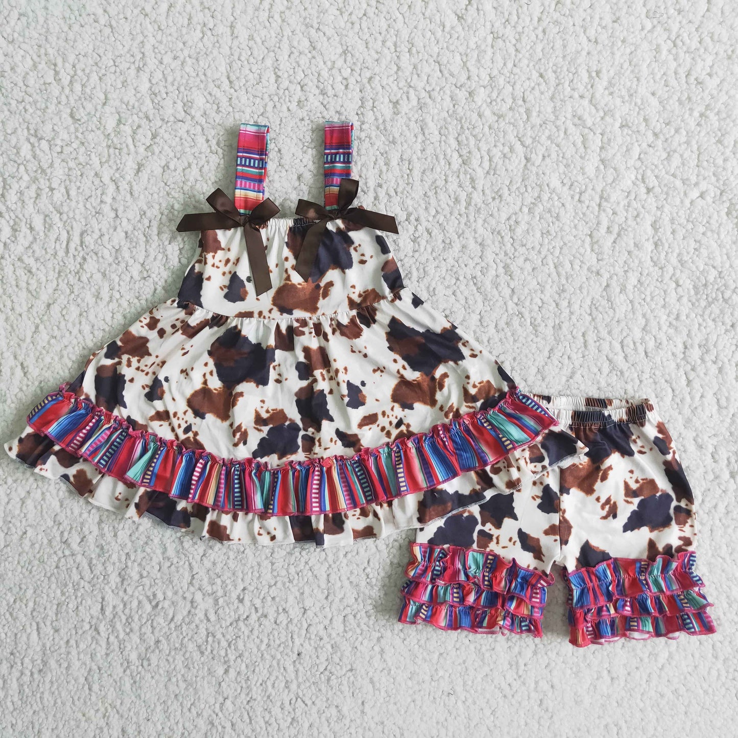 A14-13 Cow Print Baby Girls Summer Girls Set