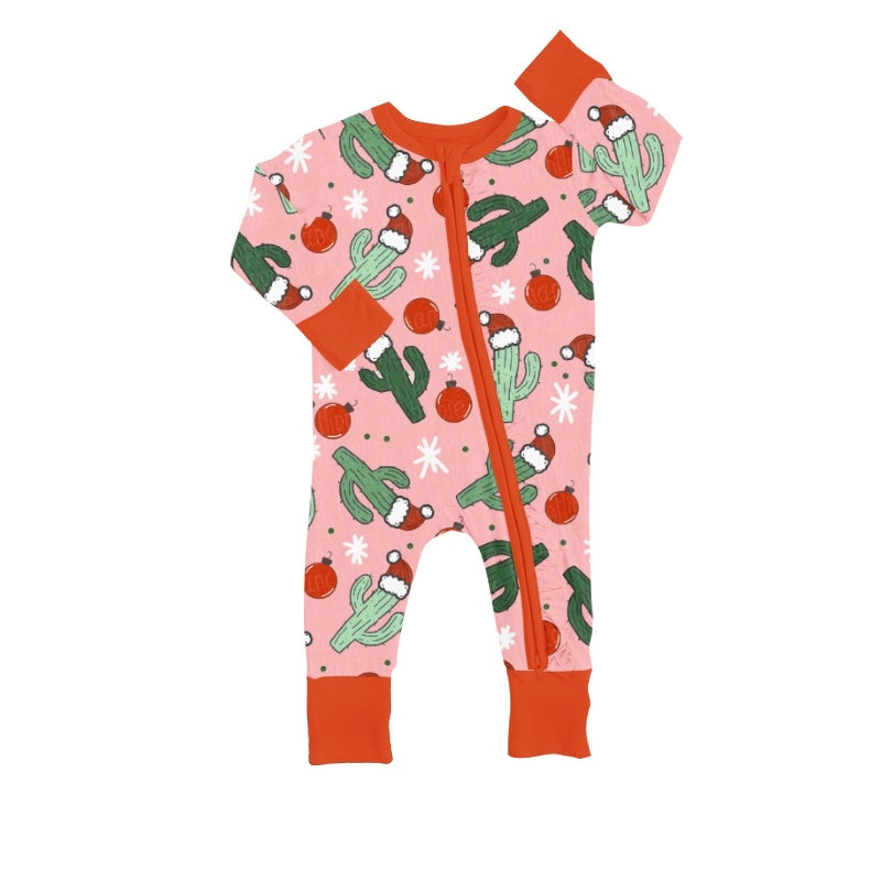 custom S 9.2 Christmas cactus pink kids romper