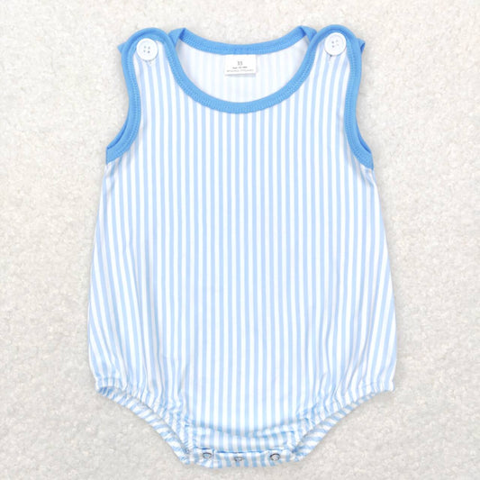 SR0711 Blue striped sleeveless boys romper