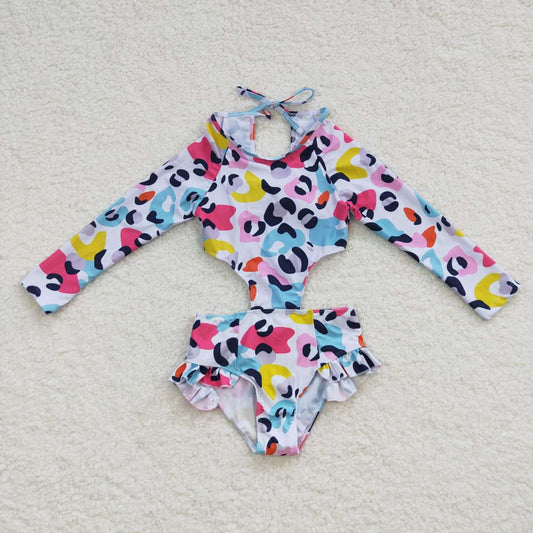 S0153 Colorful leopard girls swimsuits