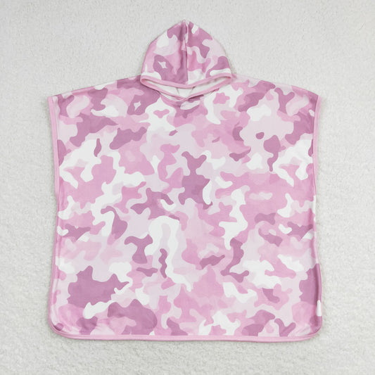 S0437 pink camo hooded towel kids swimsuit cover up