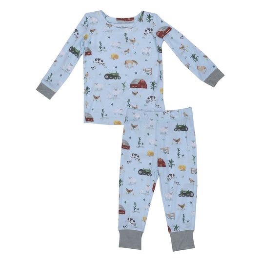 Preorder BLP0546 farm tractor animals blue long sleeve pants boys pajamas