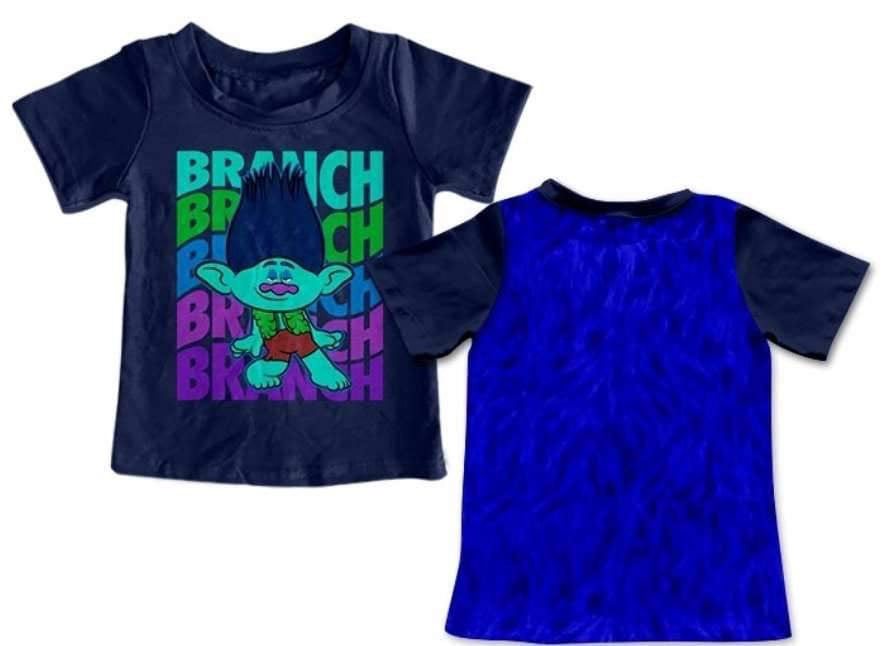 custom S 9.22 Cartoon navy short sleeve boys top