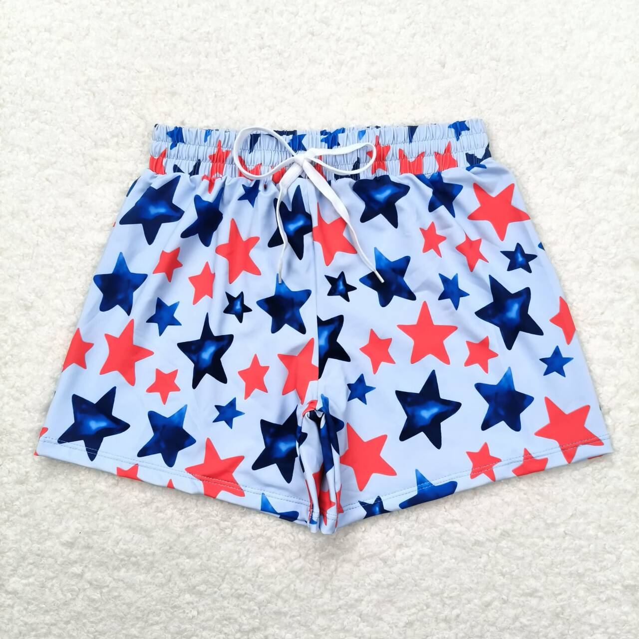 S0231 July 4th red blue star Swimming Trunks