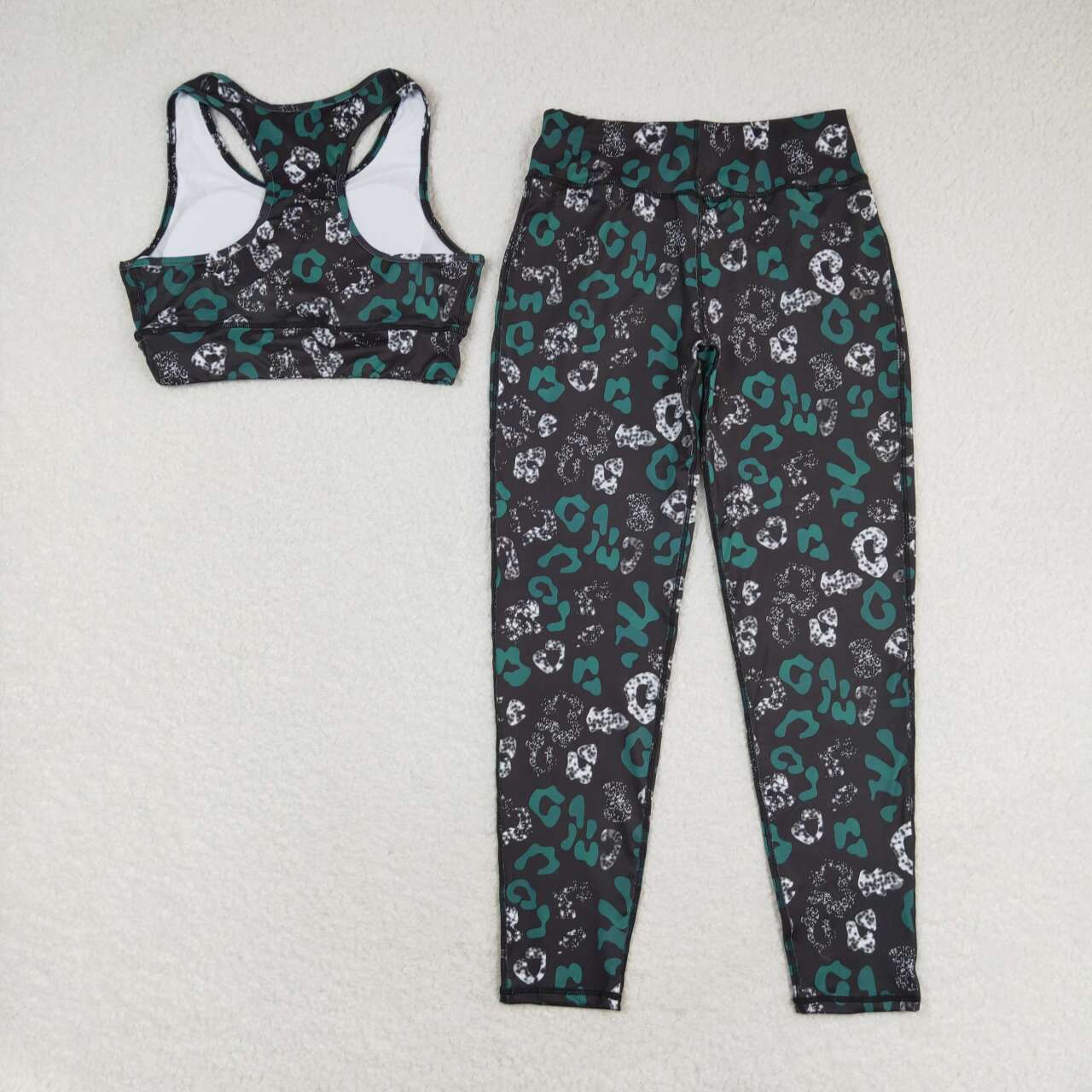 GSPO1462 blue leopard sleeveless pants adult yoga outfit polyester