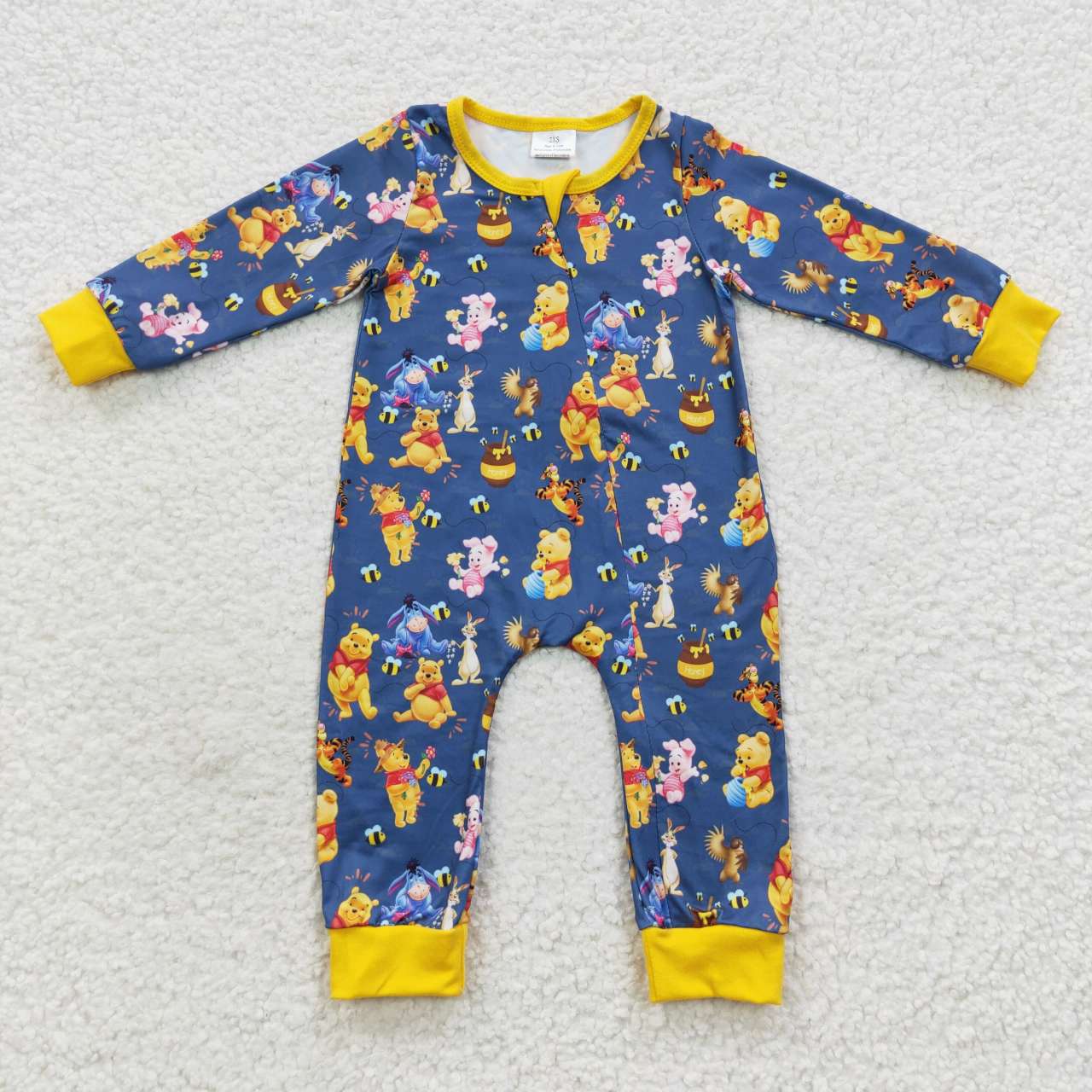 LR0347 Yellow Beer Pink Pig Blue Long Sleeves Kids Romper