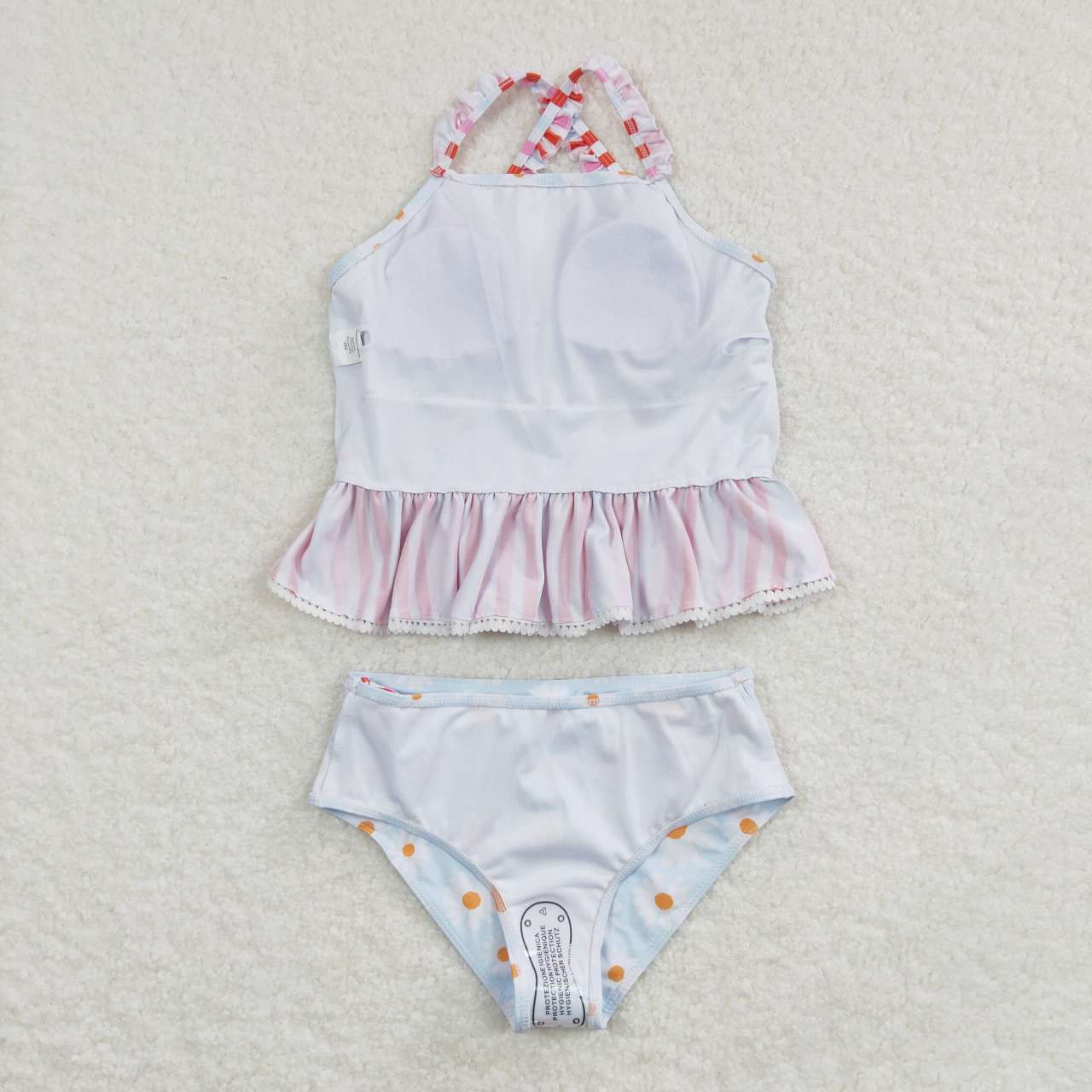 S0157 Daisy flowers blue girls swimsuit set