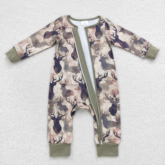 LR0662 Hunt camo deer long sleeve pants boys romper