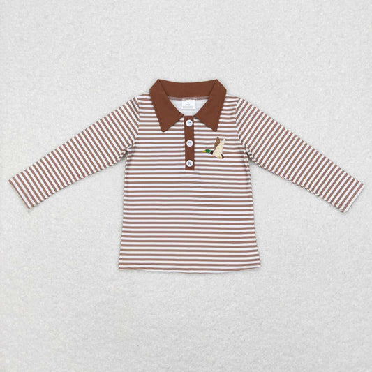 BT0404 Mallard duck khaki striped long sleeve boys pullover