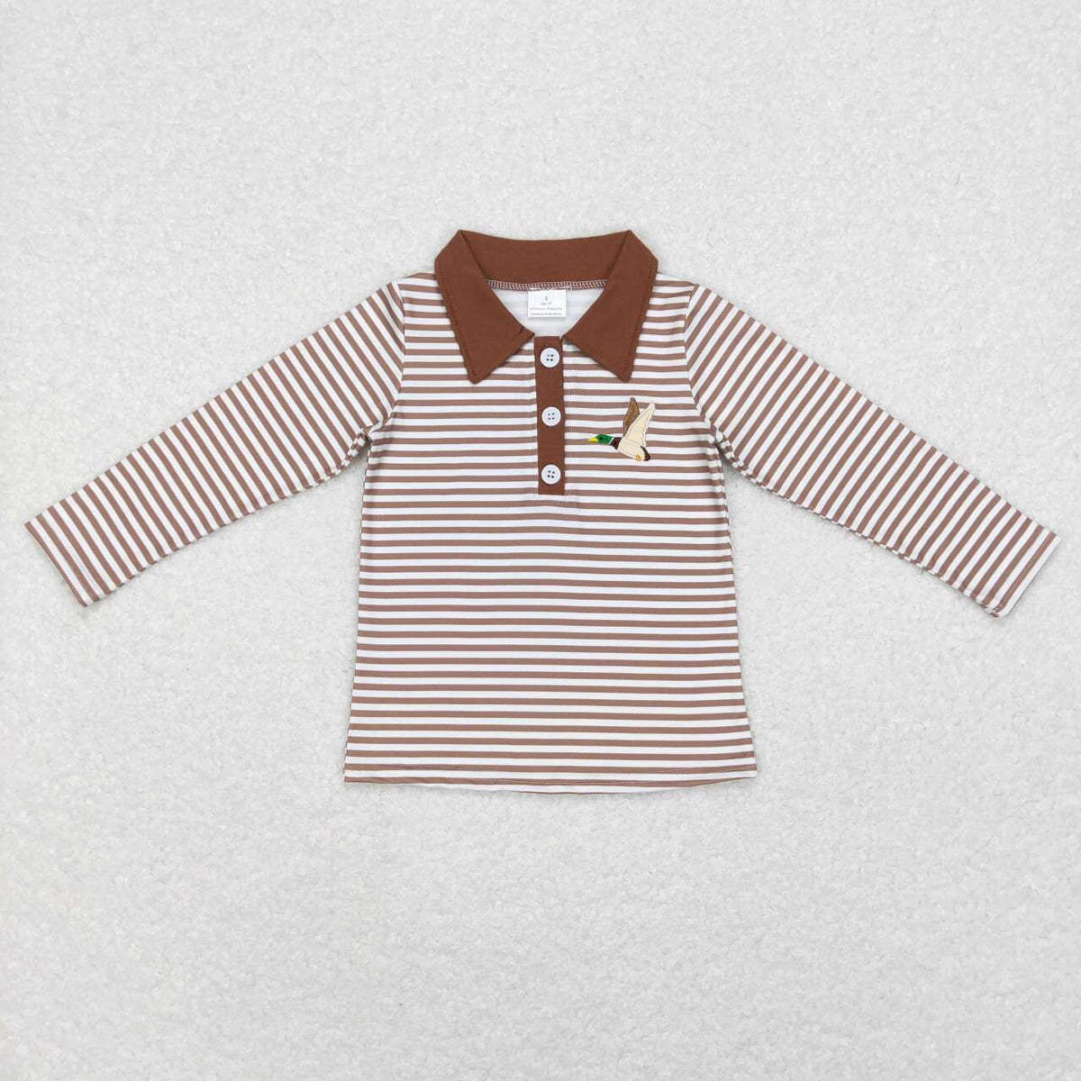 BT0404 Mallard duck khaki striped long sleeve boys pullover