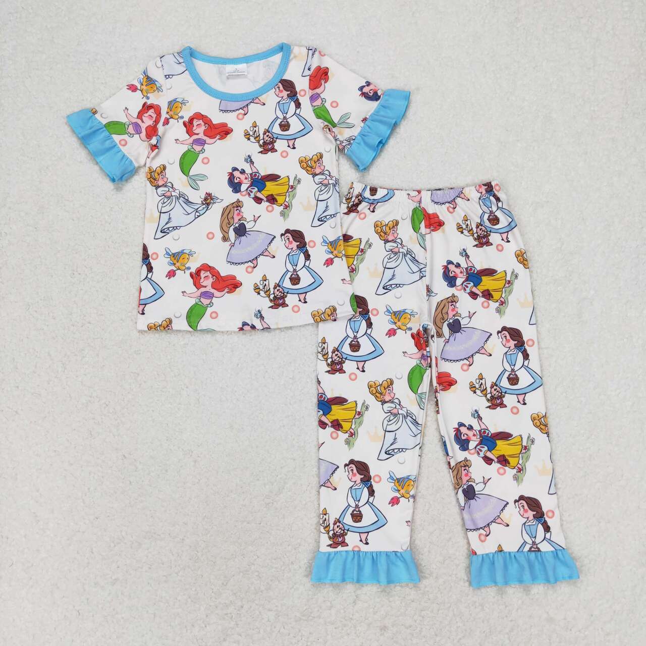 GSPO1556 cartoon cute princess short sleeve pants girls pajamas