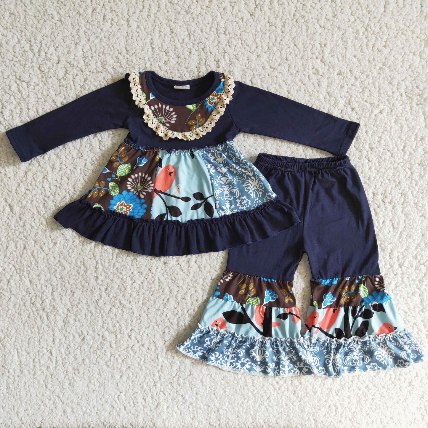 6 A29-26 Navy Floral Winter Casual Kids Outfits