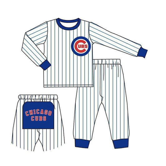 custom S 8.23 blue long sleeve pants kids set