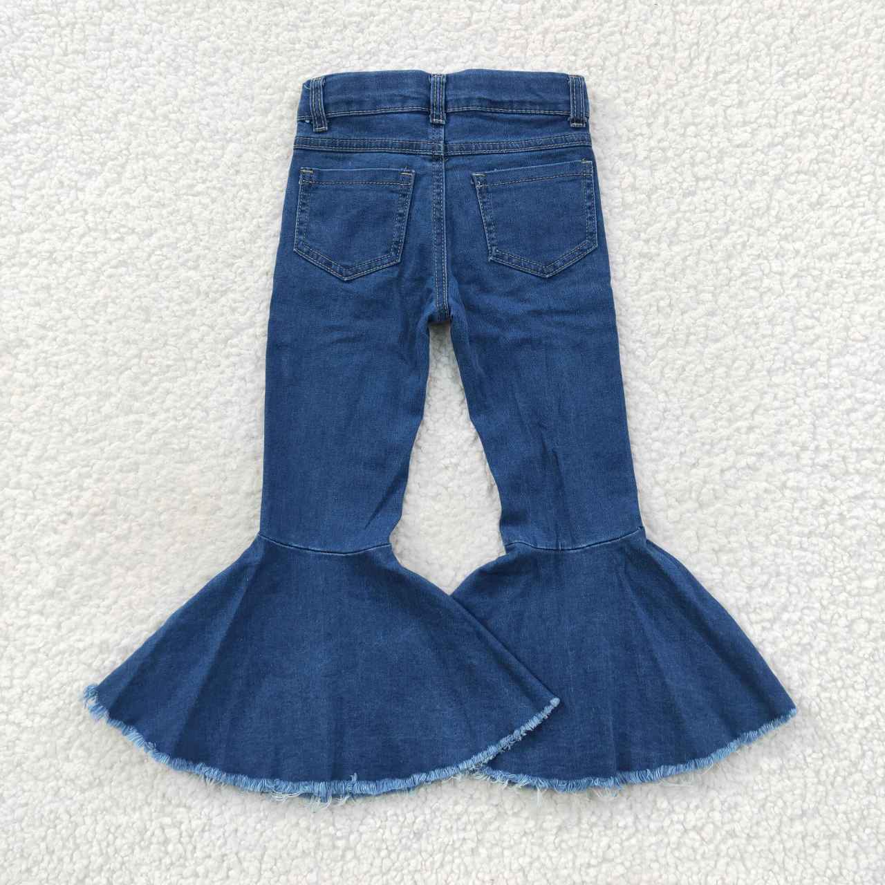 P0133 Blue ripped denim bell bottoms