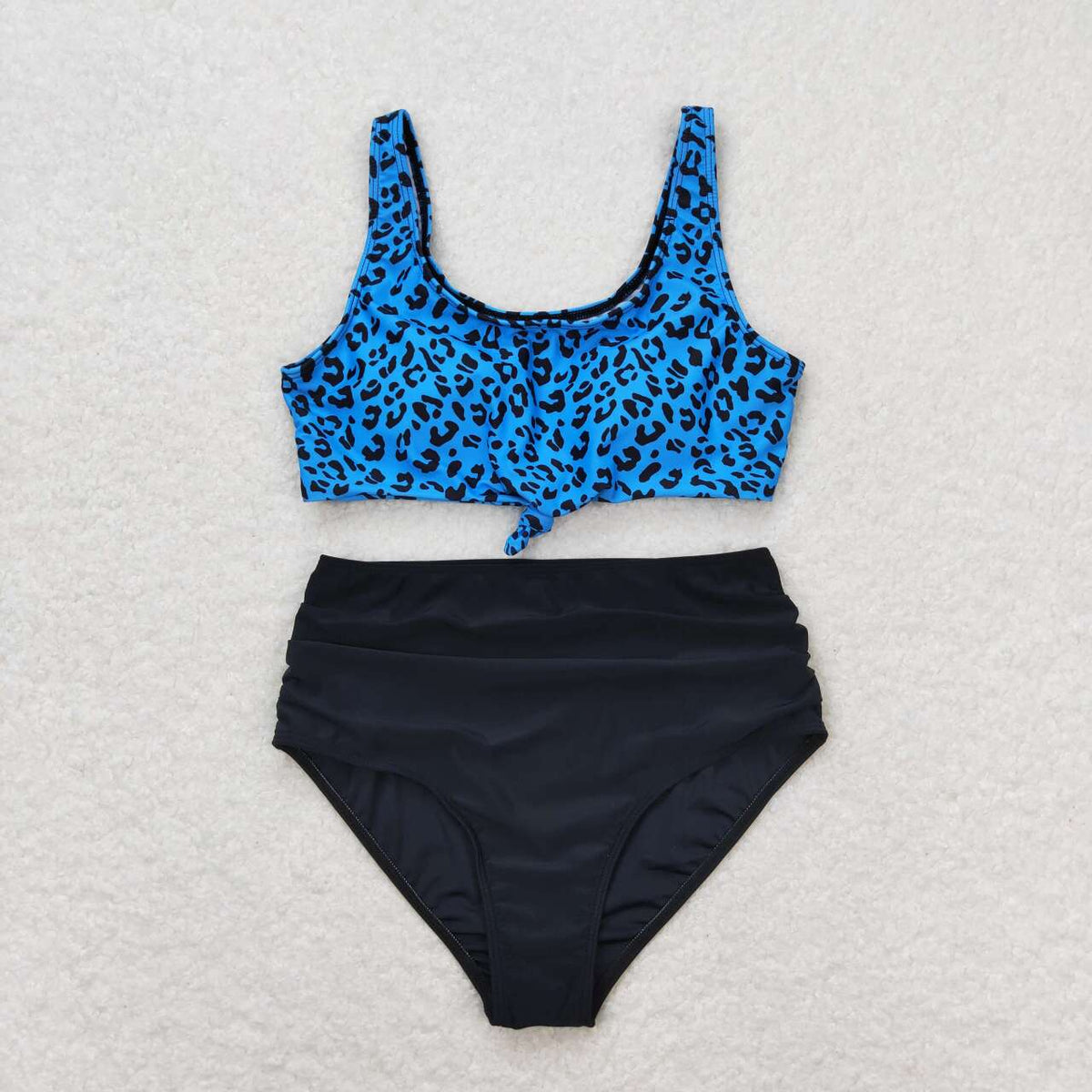 S0290 blue leopard black adult swimsuits